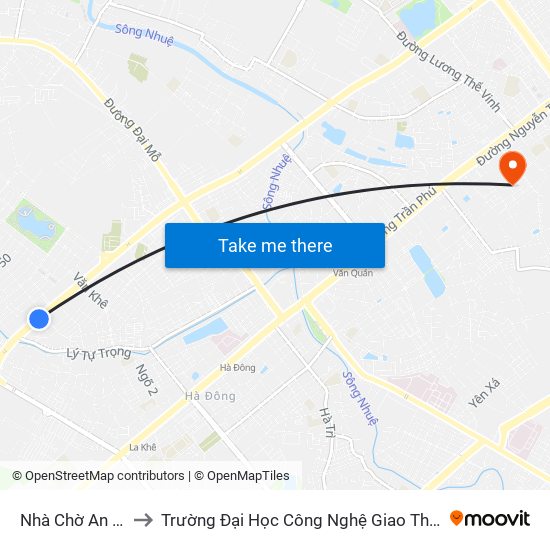 Nhà Chờ An Hưng to Trường Đại Học Công Nghệ Giao Thông Vận Tải map