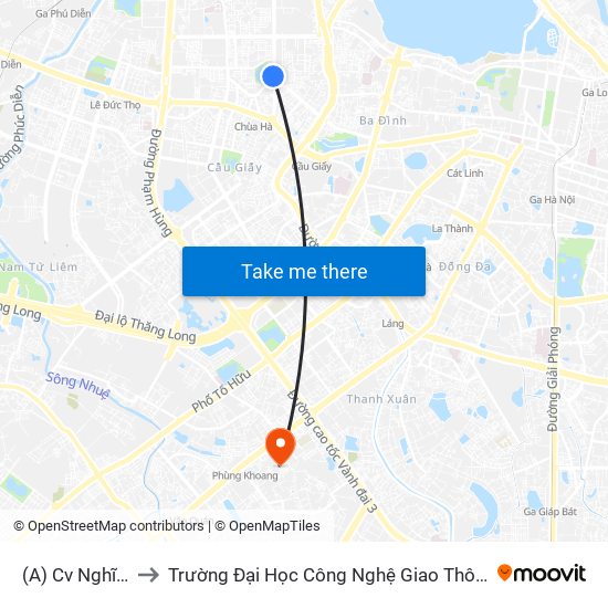 (A) Cv Nghĩa Đô to Trường Đại Học Công Nghệ Giao Thông Vận Tải map