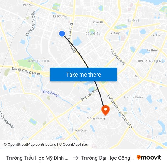 Trường Tiểu Học Mỹ Đình 2 - Đối Diện 216 Đường Mỹ Đình to Trường Đại Học Công Nghệ Giao Thông Vận Tải map
