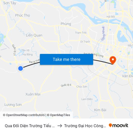 Qua Đối Diện Trường Tiểu Học Phú Cát 50m - Xã Phú Cát to Trường Đại Học Công Nghệ Giao Thông Vận Tải map