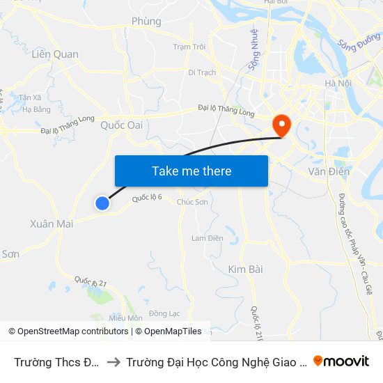 Trường Thcs Đông Sơn to Trường Đại Học Công Nghệ Giao Thông Vận Tải map