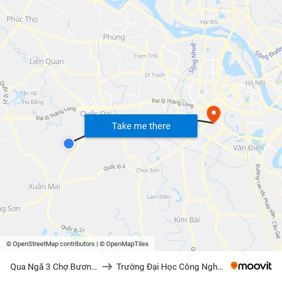 Qua  Ngã 3 Chợ Bương - Cấn Hữu 30m to Trường Đại Học Công Nghệ Giao Thông Vận Tải map