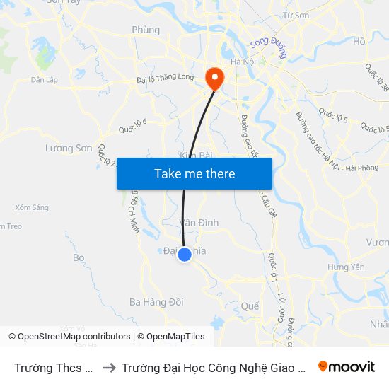 Trường Thcs Tế Tiêu to Trường Đại Học Công Nghệ Giao Thông Vận Tải map