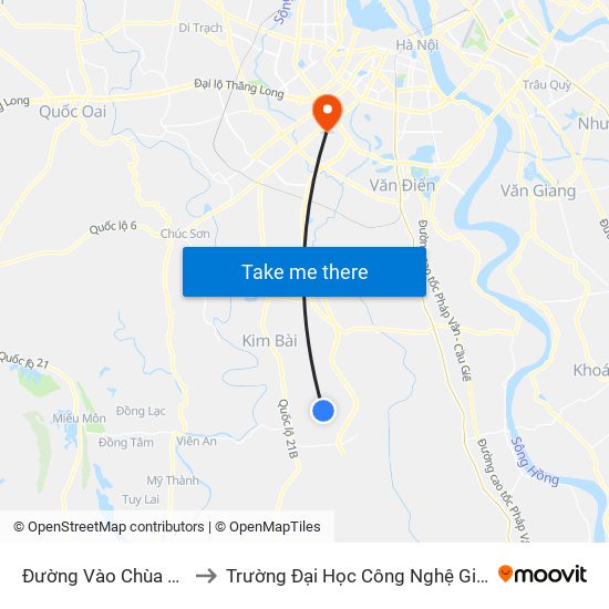 Đường Vào Chùa Tây Quế Sơn to Trường Đại Học Công Nghệ Giao Thông Vận Tải map