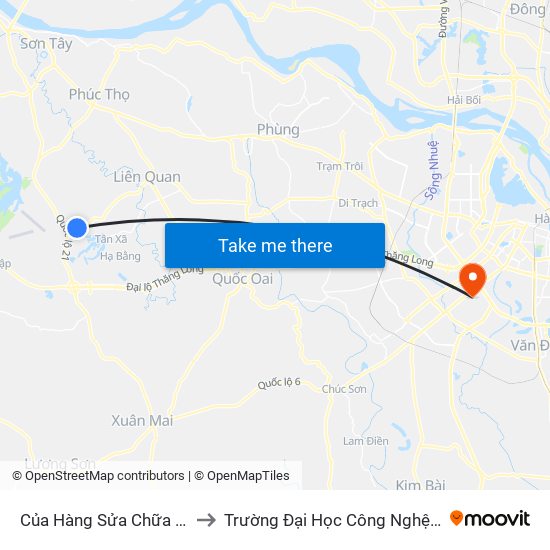 Của Hàng Sửa Chữa Xe Máy Duẩn An to Trường Đại Học Công Nghệ Giao Thông Vận Tải map