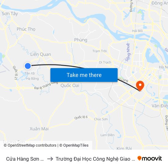 Cửa Hàng Sơn Tiến Đạt to Trường Đại Học Công Nghệ Giao Thông Vận Tải map