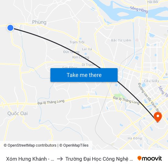 Xóm Hưng Khánh - Thôn Yên Dục to Trường Đại Học Công Nghệ Giao Thông Vận Tải map