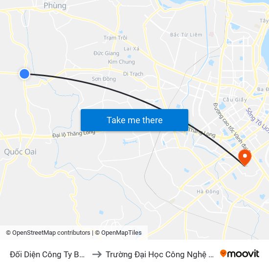 Đối Diện Công Ty Bê Tông Việt Mỹ to Trường Đại Học Công Nghệ Giao Thông Vận Tải map