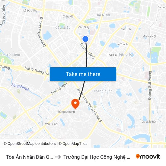 Tòa Án Nhân Dân Quận Đống Đa to Trường Đại Học Công Nghệ Giao Thông Vận Tải map