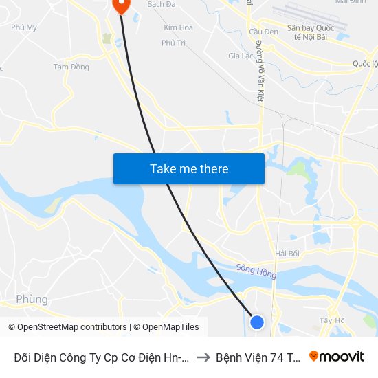 Đối Diện Công Ty Cp Cơ Điện Hn- Đường Đức Thắng to Bệnh Viện 74 Trung Ương map