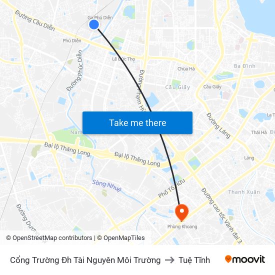 Cổng Trường Đh Tài Nguyên Môi Trường to Tuệ Tĩnh map