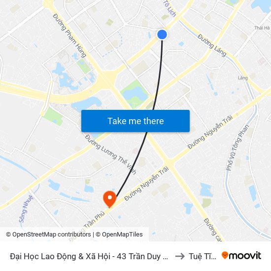Đại Học Lao Động & Xã Hội - 43 Trần Duy Hưng to Tuệ Tĩnh map