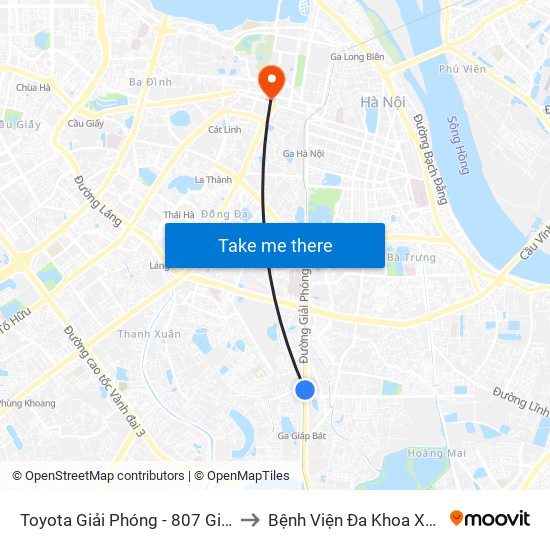 Toyota Giải Phóng - 807 Giải Phóng to Bệnh Viện Đa Khoa Xanh Pôn map