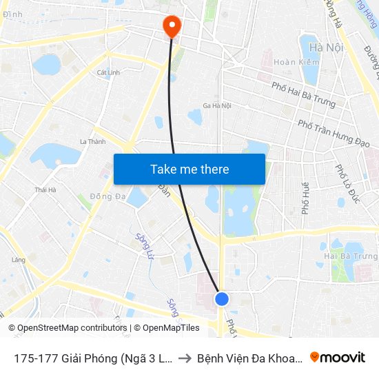 175-177 Giải Phóng (Ngã 3 Lê Thanh Nghị) to Bệnh Viện Đa Khoa Xanh Pôn map