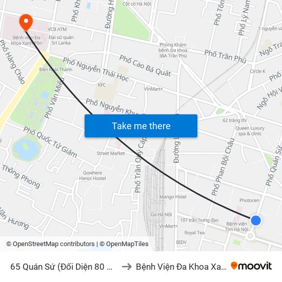 65 Quán Sứ (Đối Diện 80 Quán Sứ) to Bệnh Viện Đa Khoa Xanh Pôn map