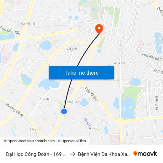 Đại Học Công Đoàn - 169 Tây Sơn to Bệnh Viện Đa Khoa Xanh Pôn map