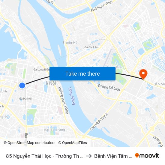 85 Nguyễn Thái Học - Trường Th Lý Thường Kiệt to Bệnh Viện Tâm Thần Hn map