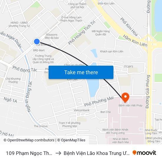 109 Phạm Ngọc Thạch to Bệnh Viện Lão Khoa Trung Ương map