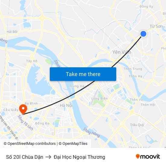 Số 20l Chùa Dận to Đại Học Ngoại Thương map