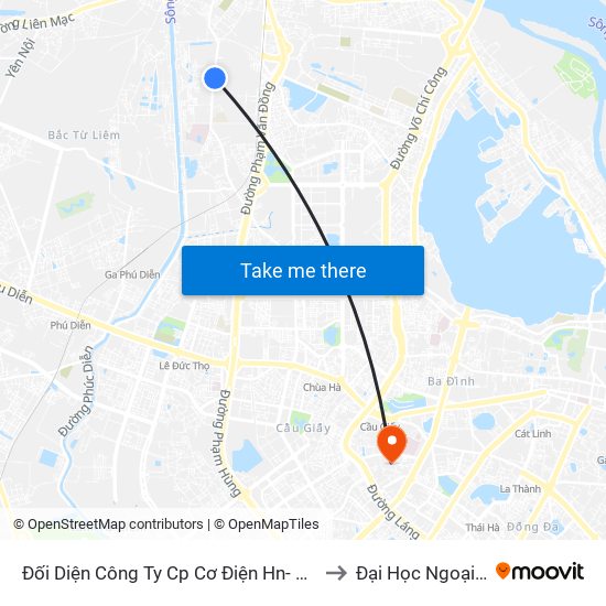 Đối Diện Công Ty Cp Cơ Điện Hn- Đường Đức Thắng to Đại Học Ngoại Thương map