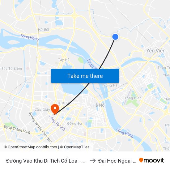 Đường Vào Khu Di Tích Cổ Loa - Km 5 Quốc Lộ 3 to Đại Học Ngoại Thương map