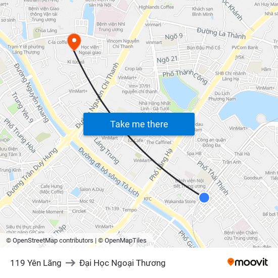 119 Yên Lãng to Đại Học Ngoại Thương map