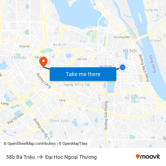 58b Bà Triệu to Đại Học Ngoại Thương map