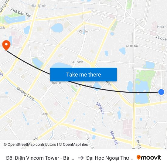 Đối Diện Vincom Tower - Bà Triệu to Đại Học Ngoại Thương map