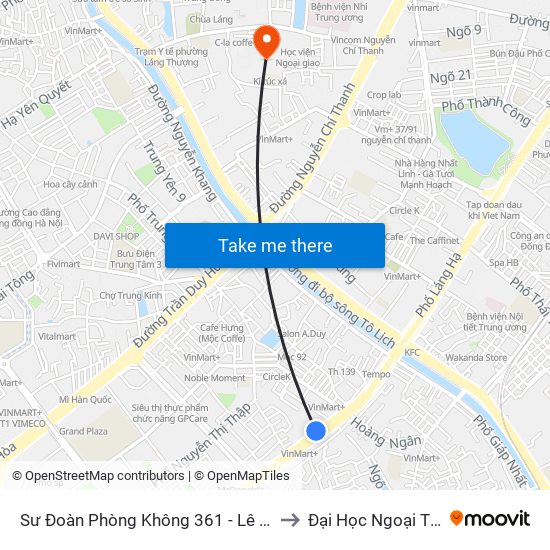 Sư Đoàn Phòng Không 361 - Lê Văn Lương to Đại Học Ngoại Thương map