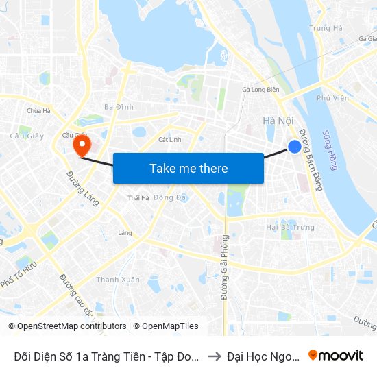 Đối Diện Số 1a Tràng Tiền - Tập Đoàn Hóa Chất Việt Nam to Đại Học Ngoại Thương map