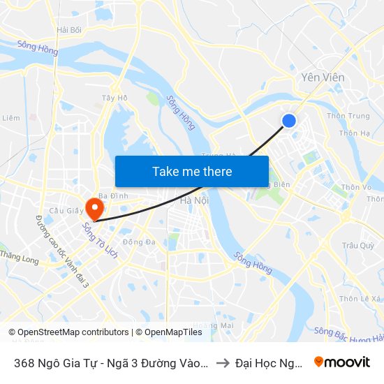 368 Ngô Gia Tự - Ngã 3 Đường Vào Công An Quận Long Biên to Đại Học Ngoại Thương map