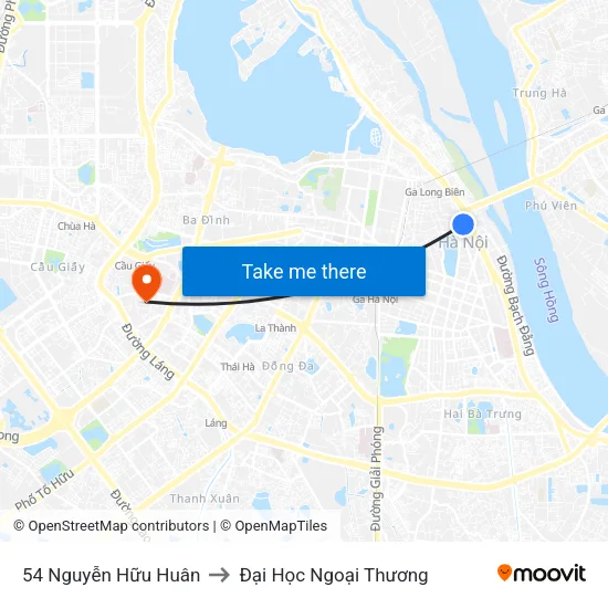 54 Nguyễn Hữu Huân to Đại Học Ngoại Thương map