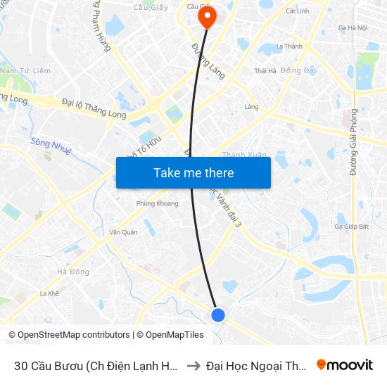 30 Cầu Bươu (Ch Điện Lạnh Hồng Sĩ) to Đại Học Ngoại Thương map