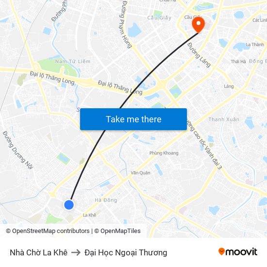 Nhà Chờ La Khê to Đại Học Ngoại Thương map