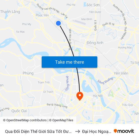 Qua Đối Diện Thế Giới Sữa Tốt Đường Ngô Miên 30m to Đại Học Ngoại Thương map