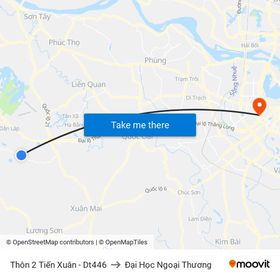 Thôn 2 Tiến Xuân - Dt446 to Đại Học Ngoại Thương map