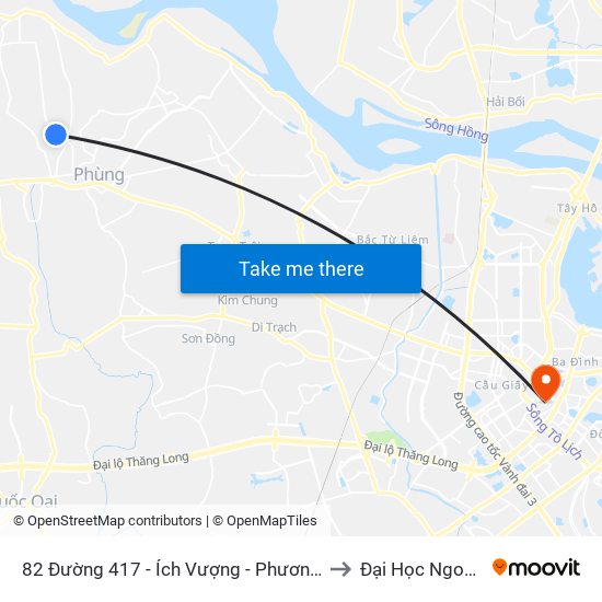 82 Đường 417 - Ích Vượng - Phương Đình - Đan Phượng to Đại Học Ngoại Thương map