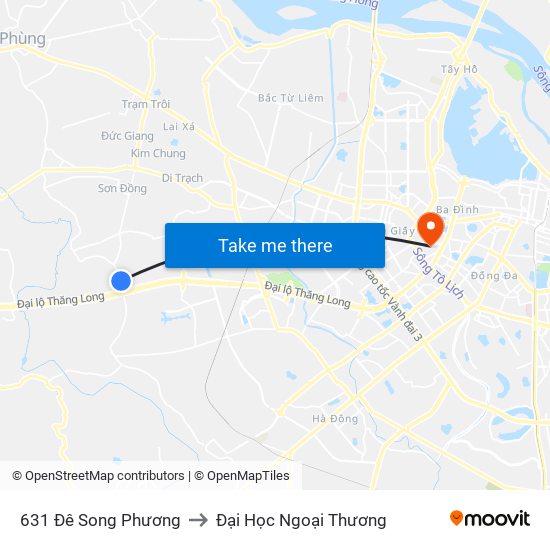 631 Đê Song Phương to Đại Học Ngoại Thương map