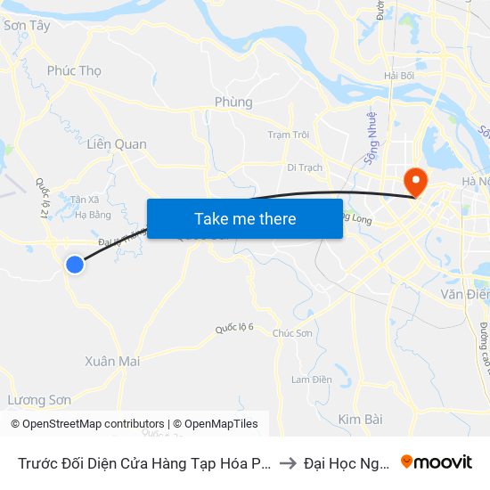 Trước Đối Diện Cửa Hàng Tạp Hóa Phương Tài - Thôn 7 - Phú Cát to Đại Học Ngoại Thương map