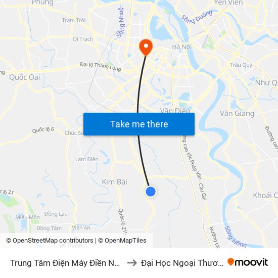 Trung Tâm Điện Máy Điền Ngân to Đại Học Ngoại Thương map