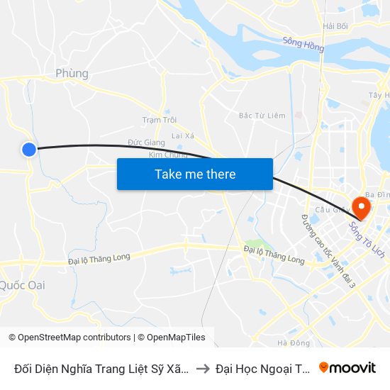 Đối Diện Nghĩa Trang Liệt Sỹ Xã Liên Hiệp to Đại Học Ngoại Thương map