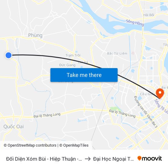 Đối Diện Xóm Bùi - Hiệp Thuận - Phúc Thọ to Đại Học Ngoại Thương map