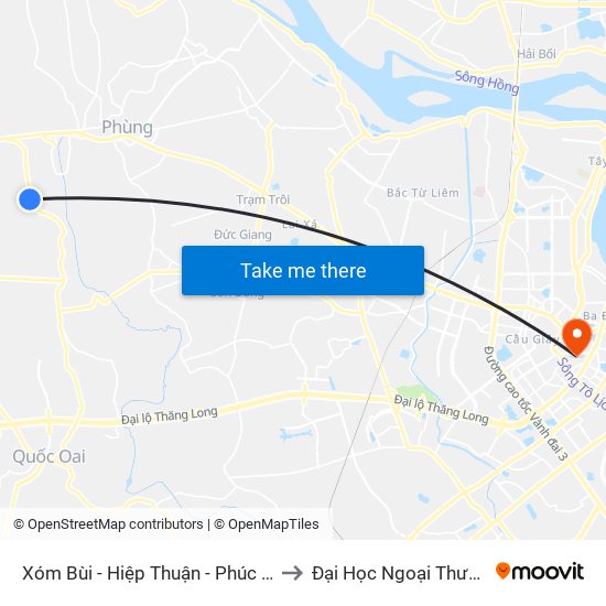 Xóm Bùi - Hiệp Thuận - Phúc Thọ to Đại Học Ngoại Thương map