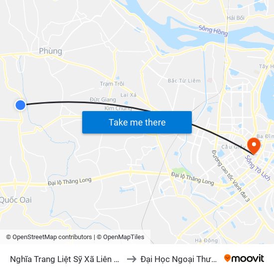 Nghĩa Trang Liệt Sỹ Xã Liên Hiệp to Đại Học Ngoại Thương map