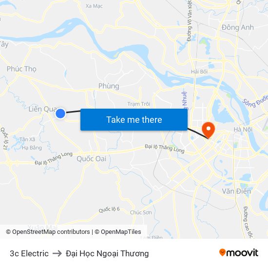 3c Electric to Đại Học Ngoại Thương map