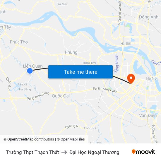 Trường Thpt Thạch Thất to Đại Học Ngoại Thương map