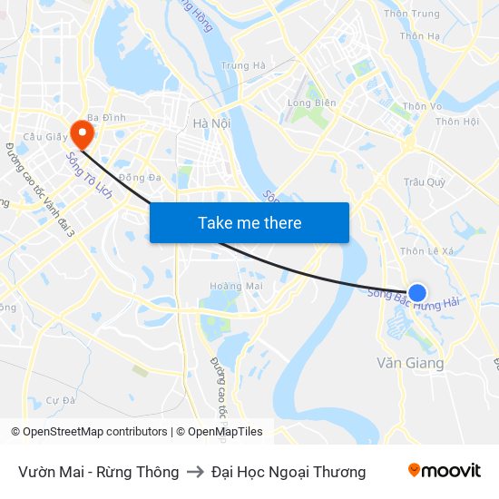 Vườn Mai - Rừng Thông to Đại Học Ngoại Thương map