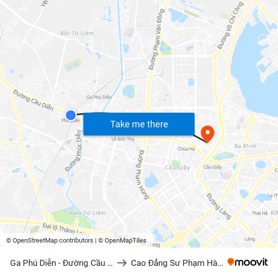 Ga Phú Diễn - Đường Cầu Diễn to Cao Đẳng Sư Phạm Hà Nội map