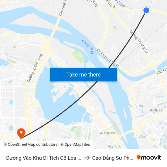 Đường Vào Khu Di Tích Cổ Loa - Km 5 Quốc Lộ 3 to Cao Đẳng Sư Phạm Hà Nội map
