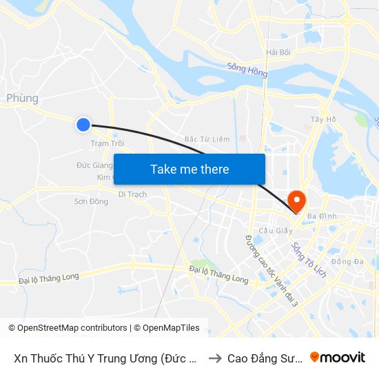 Xn Thuốc Thú Y Trung Ương (Đức Thượng Hoài Đức) - Quốc Lộ 32 to Cao Đẳng Sư Phạm Hà Nội map